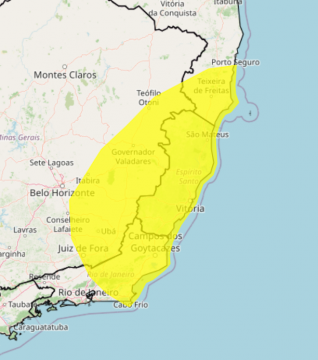  Inmet alerta para possibilidade de chuvas intensas no Sudeste, Norte e Centro-Oeste neste sábado